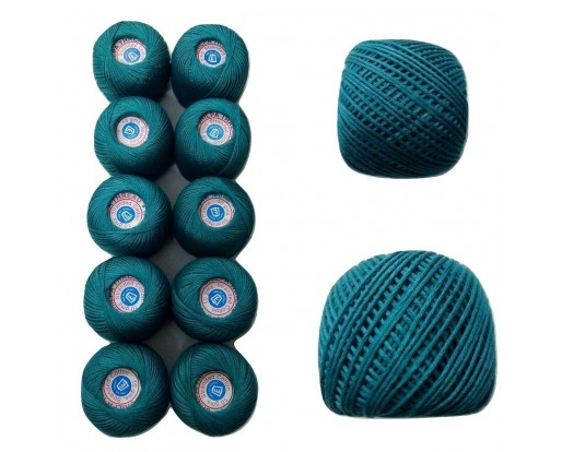 PINE GREEN - Set Lot of 10 - 6 Ply Strand - Cotton Thread Yarn Cross Stitch Embroidery	